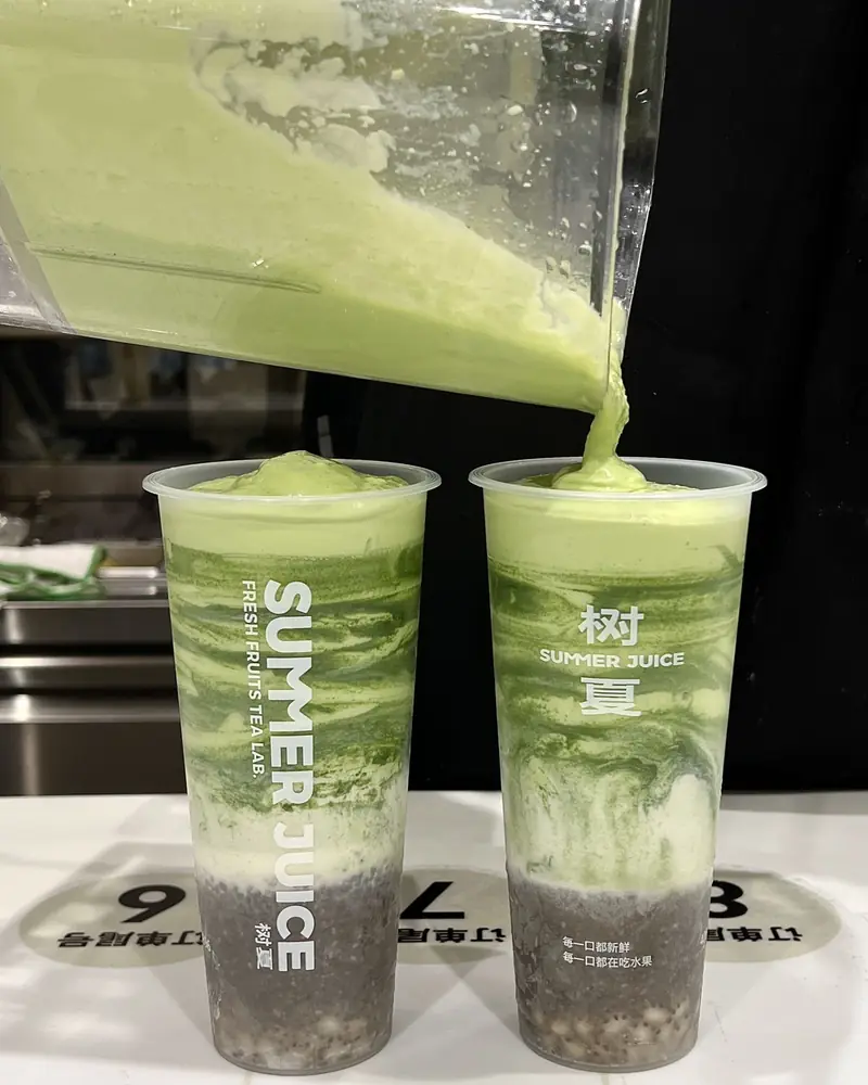 Fresh smoothie being poured