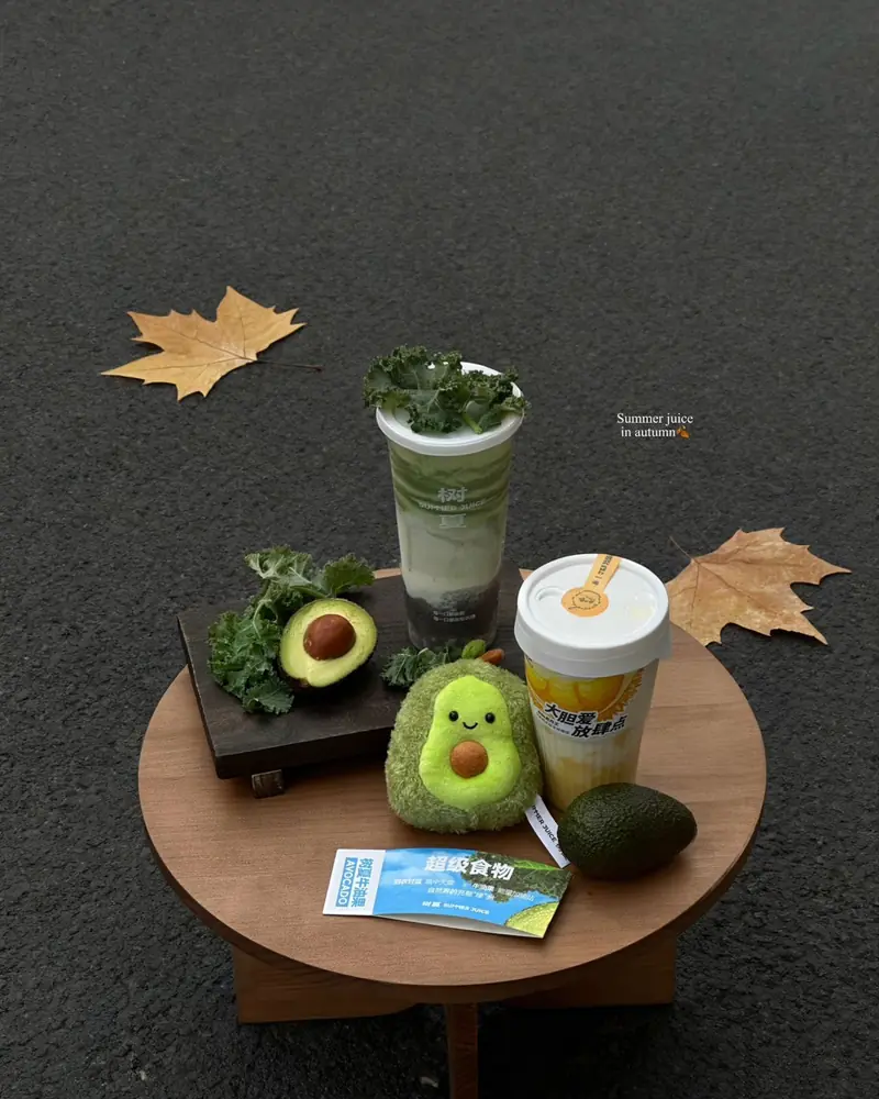 Autumn flat lay with smoothies